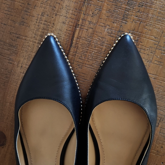 Coach Womens Black Vae Leather Skimmer Slingback Flats Size 9 Studded - Picture 13 of 15